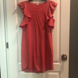 J.Crew red/white stripe dress with ruffle detail
